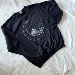 Gildan Black Sweatshirt with Geometric Moon Design